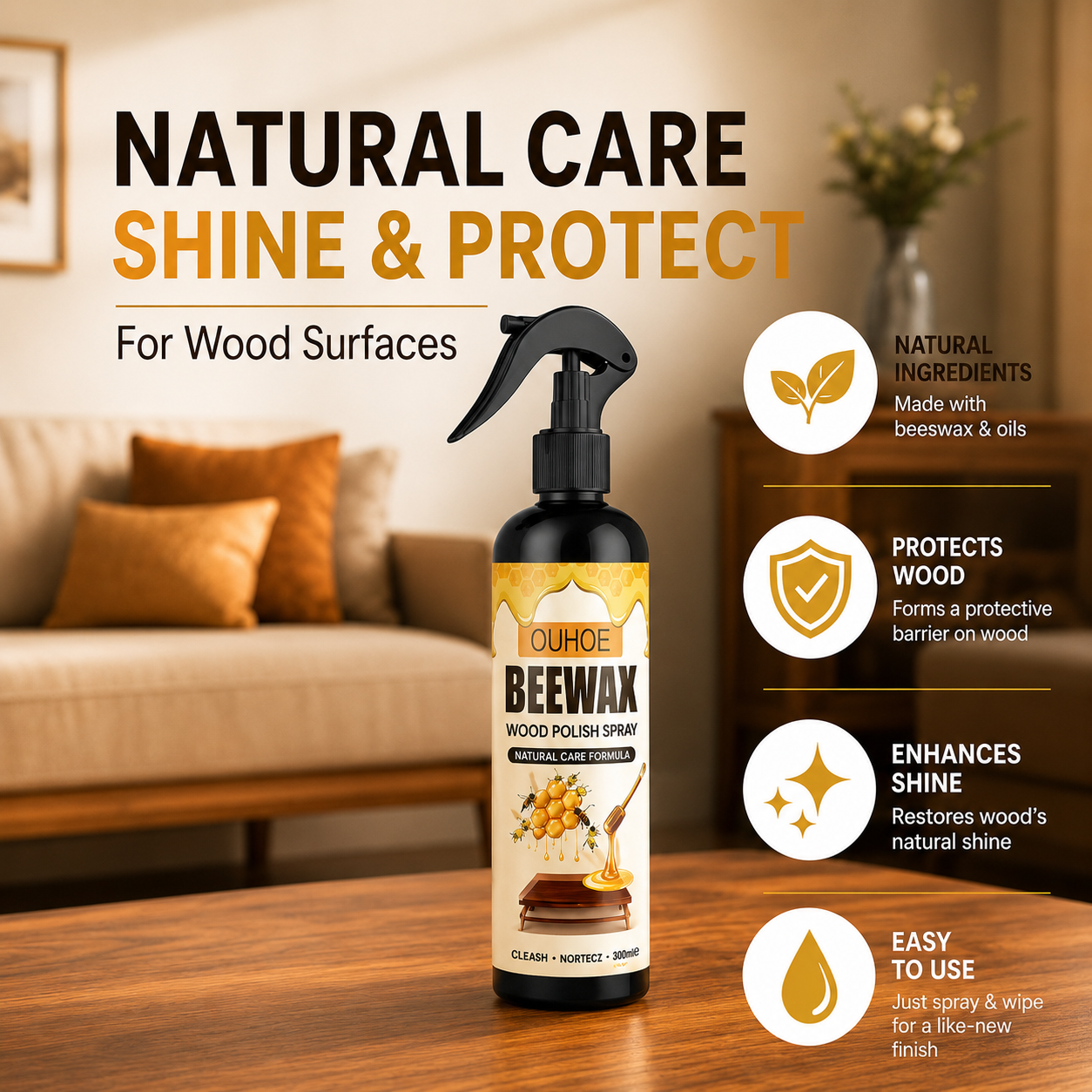 BeeWax Furniture Cleaner Spray (Pack of 2)