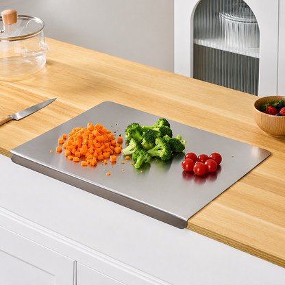 Multipurpose Stainless Steel kitchen Board – Chop, Slice, Knead & Roll