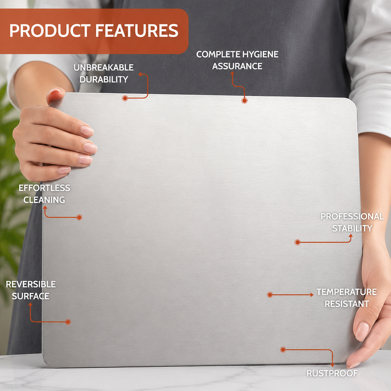 Multipurpose Stainless Steel kitchen Board – Chop, Slice, Knead & Roll