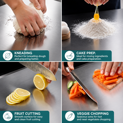 Multipurpose Stainless Steel kitchen Board – Chop, Slice, Knead & Roll