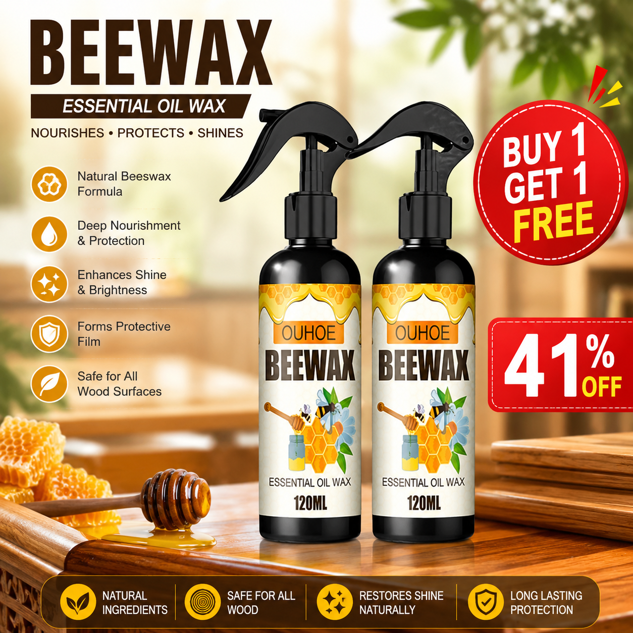 BeeWax Furniture Cleaner Spray (Pack of 2)